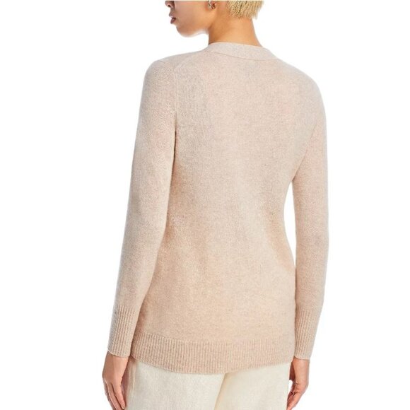 NWOT Like New C by Bloomingdales 100 Cashmere Beige Grandfather Cardigan Size S - Picture 3 of 8